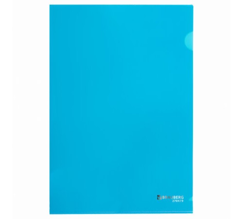Папка-уголок плотная BRAUBERG SUPER, 0,18 мм, синяя, 270479