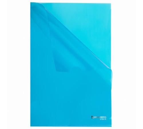 Папка-уголок плотная BRAUBERG SUPER, 0,18 мм, синяя, 270479