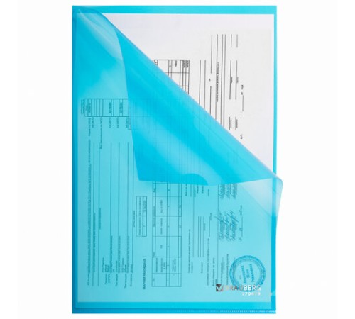 Папка-уголок плотная BRAUBERG SUPER, 0,18 мм, синяя, 270479