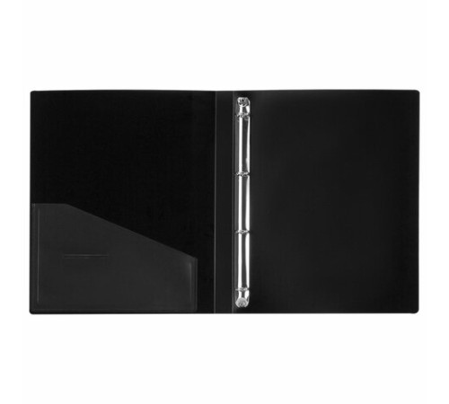 Папка на 4 кольцах, ширина 25 мм, BRAUBERG EXTRA, до 170 листов, ЧЕРНАЯ, 0,7 мм, 270482