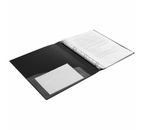 Папка на 4 кольцах, ширина 25 мм, BRAUBERG EXTRA, до 170 листов, ЧЕРНАЯ, 0,7 мм, 270482