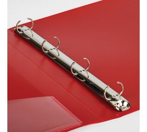 Папка на 4 кольцах, ширина 25 мм, BRAUBERG EXTRA, до 170 листов, КРАСНАЯ, 0,7 мм, 270545