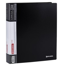 Папка на 4 кольцах, ширина 40 мм, BRAUBERG EXTRA, до 300 листов, ЧЕРНАЯ, 0,8 мм, 270547