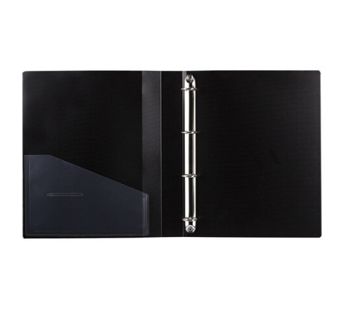 Папка на 4 кольцах, ширина 40 мм, BRAUBERG EXTRA, до 300 листов, ЧЕРНАЯ, 0,8 мм, 270547