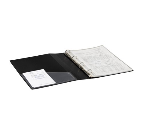 Папка на 4 кольцах, ширина 40 мм, BRAUBERG EXTRA, до 300 листов, ЧЕРНАЯ, 0,8 мм, 270547