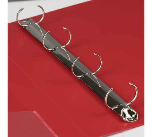 Папка на 4 кольцах, ширина 40 мм, BRAUBERG EXTRA, до 300 листов, КРАСНАЯ, 0,8 мм, 270549