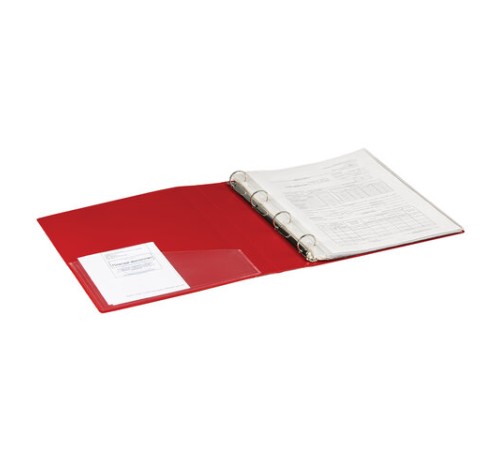 Папка на 4 кольцах, ширина 40 мм, BRAUBERG EXTRA, до 300 листов, КРАСНАЯ, 0,8 мм, 270549