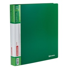 Папка на 4 кольцах, ширина 40 мм, BRAUBERG EXTRA, до 300 листов, ЗЕЛЕНАЯ, 0,8 мм, 270550