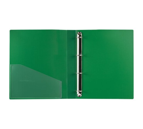 Папка на 4 кольцах, ширина 40 мм, BRAUBERG EXTRA, до 300 листов, ЗЕЛЕНАЯ, 0,8 мм, 270550