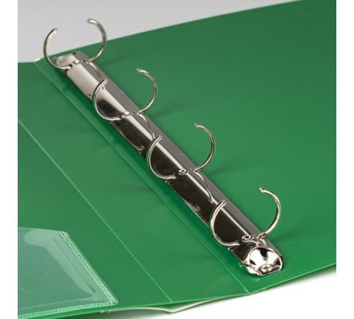 Папка на 4 кольцах, ширина 40 мм, BRAUBERG EXTRA, до 300 листов, ЗЕЛЕНАЯ, 0,8 мм, 270550