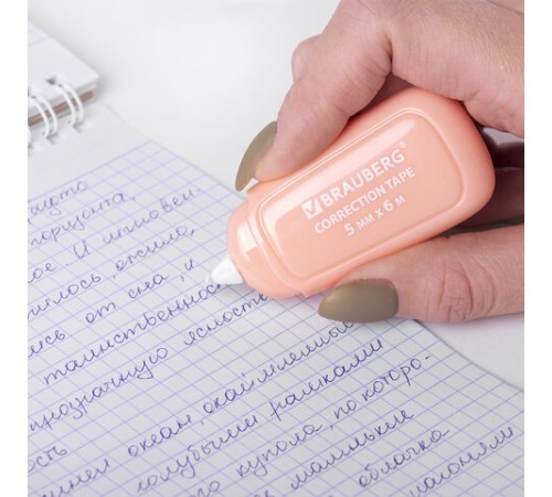 Корректирующая лента BRAUBERG COMPACT PLUS PASTEL, 5 мм х 6 м, корпус ассорти, блистер, 270551