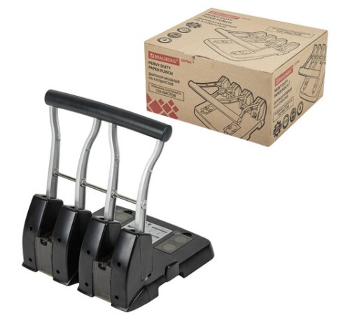 Дырокол на 4 отверстия металлический МОЩНЫЙ BRAUBERG 