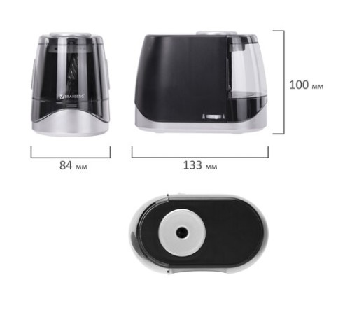 Точилка электрическая BRAUBERG ONE фреза с автостопом, 4 батарейки AA/USB (под адаптер), 270577