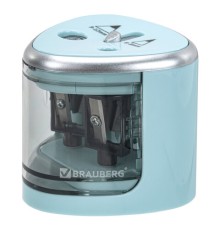 Точилка электрическая BRAUBERG DUAL (для 2 диаметров карандашей!), 4 батарейки АА, голубая, 270578
