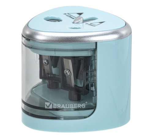 Точилка электрическая BRAUBERG DUAL (для 2 диаметров карандашей!), 4 батарейки АА, голубая, 270578