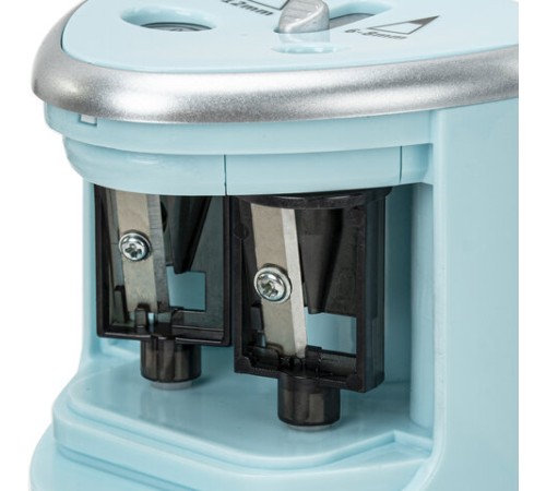 Точилка электрическая BRAUBERG DUAL (для 2 диаметров карандашей!), 4 батарейки АА, голубая, 270578