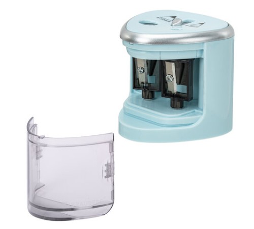 Точилка электрическая BRAUBERG DUAL (для 2 диаметров карандашей!), 4 батарейки АА, голубая, 270578