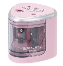 Точилка электрическая BRAUBERG DUAL (для 2 диаметров карандашей!), 4 батарейки АА, розовая, 270579