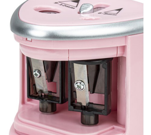 Точилка электрическая BRAUBERG DUAL (для 2 диаметров карандашей!), 4 батарейки АА, розовая, 270579