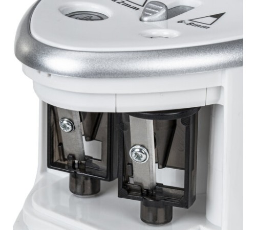 Точилка электрическая BRAUBERG DUAL (для 2 диаметров карандашей!), 4 батарейки АА, белая, 270580