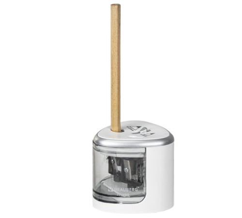 Точилка электрическая BRAUBERG DUAL (для 2 диаметров карандашей!), 4 батарейки АА, белая, 270580