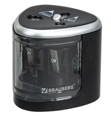 Точилка электрическая BRAUBERG DUAL (для 2 диаметров карандашей!), 4 батарейки АА, черная, 270581