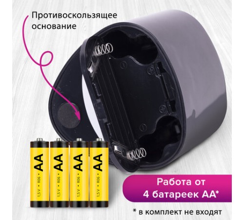 Точилка электрическая BRAUBERG DUAL (для 2 диаметров карандашей!), 4 батарейки АА, черная, 270581