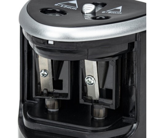 Точилка электрическая BRAUBERG DUAL (для 2 диаметров карандашей!), 4 батарейки АА, черная, 270581