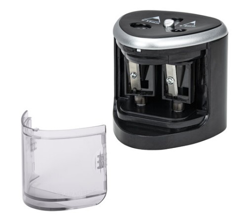 Точилка электрическая BRAUBERG DUAL (для 2 диаметров карандашей!), 4 батарейки АА, черная, 270581