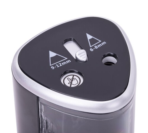 Точилка электрическая BRAUBERG DUAL (для 2 диаметров карандашей!), 4 батарейки АА, черная, 270581