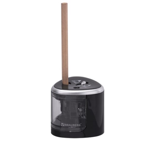 Точилка электрическая BRAUBERG DUAL (для 2 диаметров карандашей!), 4 батарейки АА, черная, 270581