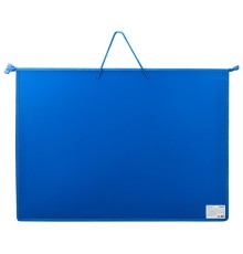 Папка для рисунков и чертежей на молнии с ручками ПИФАГОР А2, 1 отделение, пластик, ручки-шнурок, синяя, 270874