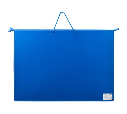 Папка для рисунков и чертежей на молнии с ручками ПИФАГОР А2, 1 отделение, пластик, ручки-шнурок, синяя, 270874