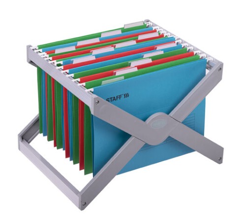 Подвесные папки А4 (350х240 мм), до 80 л., КОМПЛЕКТ 10 шт., синие, картон, STAFF, 270928