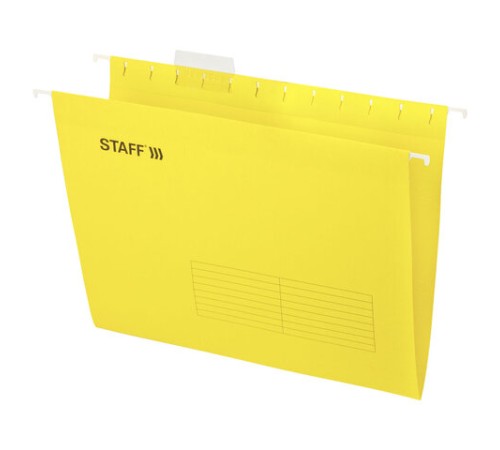 Подвесные папки А4 (350х240 мм) до 80 л., КОМПЛЕКТ 10 шт., желтые, картон, STAFF, 270930