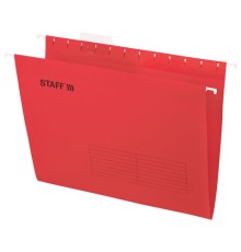 Подвесные папки А4 (350х240 мм) до 80 л., КОМПЛЕКТ 10 шт., красные, картон, STAFF, 270931