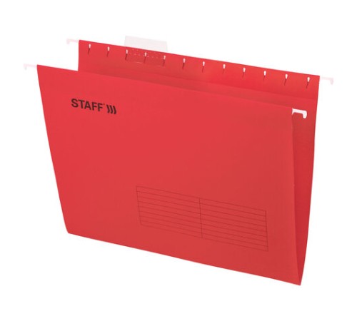 Подвесные папки А4 (350х240 мм) до 80 л., КОМПЛЕКТ 10 шт., красные, картон, STAFF, 270931