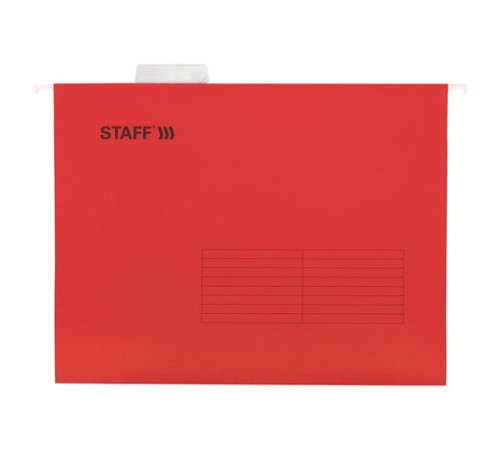 Подвесные папки А4 (350х240 мм) до 80 л., КОМПЛЕКТ 10 шт., красные, картон, STAFF, 270931