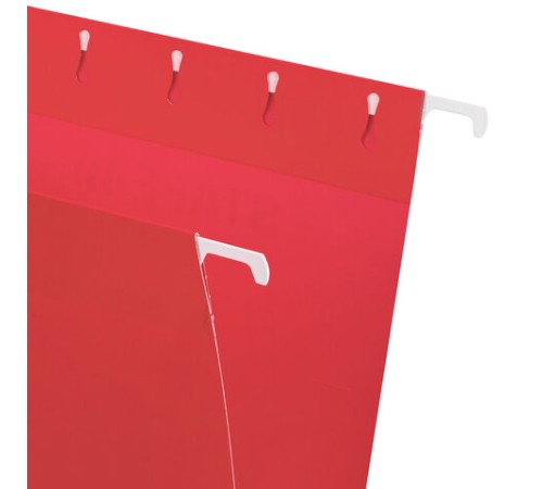 Подвесные папки А4 (350х240 мм) до 80 л., КОМПЛЕКТ 10 шт., красные, картон, STAFF, 270931