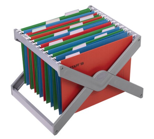 Подвесные папки А4 (350х240 мм) до 80 л., КОМПЛЕКТ 10 шт., красные, картон, STAFF, 270931