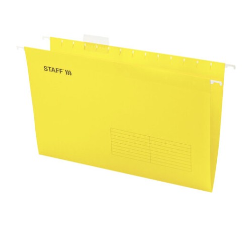 Подвесные папки A4/Foolscap (404х240 мм) до 80 л., КОМПЛЕКТ 10 шт., желтые, картон, STAFF, 270935