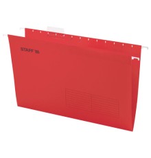 Подвесные папки A4/Foolscap (404х240 мм) до 80 л., КОМПЛЕКТ 10 шт., красные, картон, STAFF, 270936