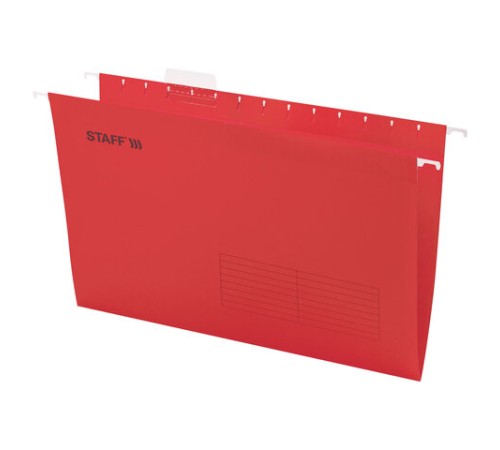 Подвесные папки A4/Foolscap (404х240 мм) до 80 л., КОМПЛЕКТ 10 шт., красные, картон, STAFF, 270936
