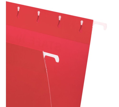 Подвесные папки A4/Foolscap (404х240 мм) до 80 л., КОМПЛЕКТ 10 шт., красные, картон, STAFF, 270936