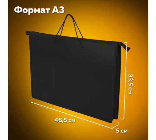 Папка для рисунков и чертежей ПИФАГОР А3, пластик, черная, 271135