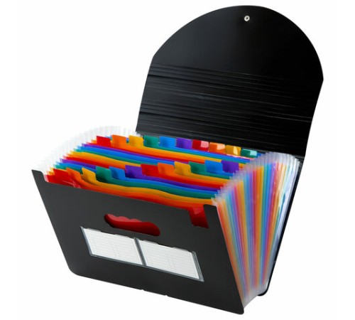 Папка-органайзер для бумаг и документов на резинке, 25 отделений, BRAUBERG DOCS, А4, черная, 271151