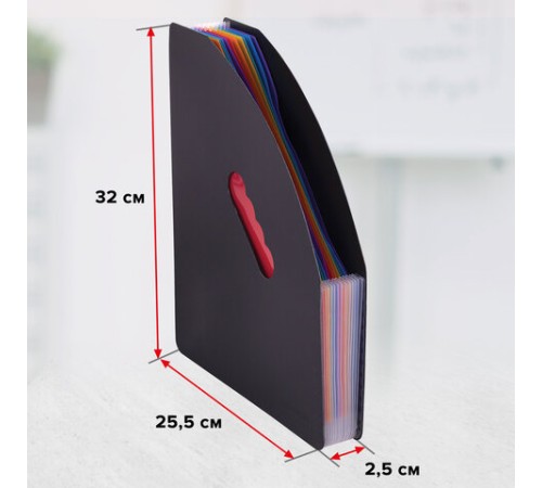 Лоток-органайзер вертикальный для бумаг и документов, 13 отделений, BRAUBERG DOCS, А4 черный, 271153