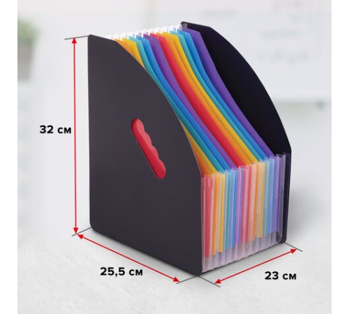 Лоток-органайзер вертикальный для бумаг и документов, 13 отделений, BRAUBERG DOCS, А4 черный, 271153