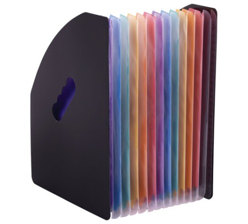 Лоток-органайзер вертикальный для бумаг и документов, 13 отделений, BRAUBERG DOCS, А4 черный, 271153