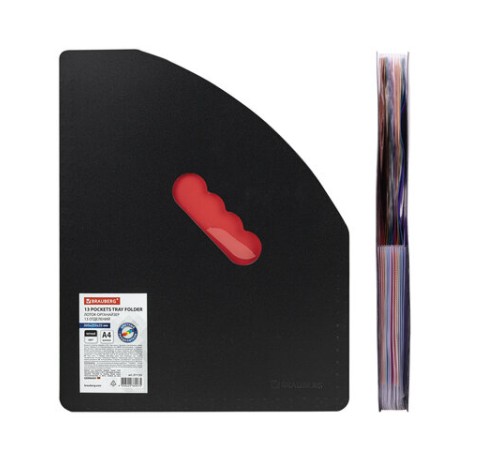 Лоток-органайзер вертикальный для бумаг и документов, 13 отделений, BRAUBERG DOCS, А4 черный, 271153